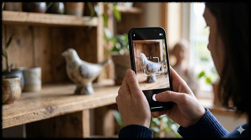 스마트폰 카메라로 촬영 중 초점이 맞지 않아 흐릿한 화면