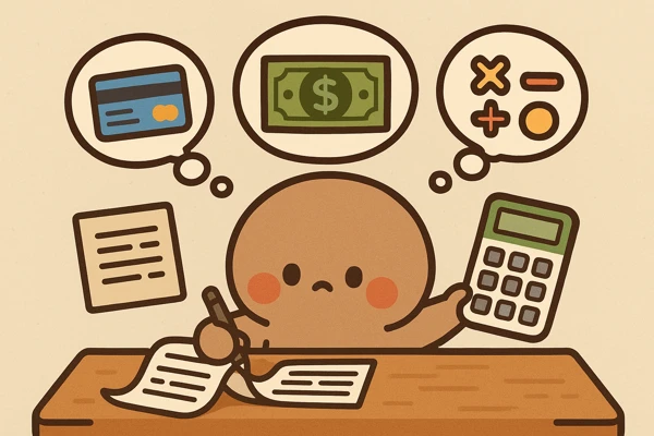 카드 공제 흐름 캐릭터 그림