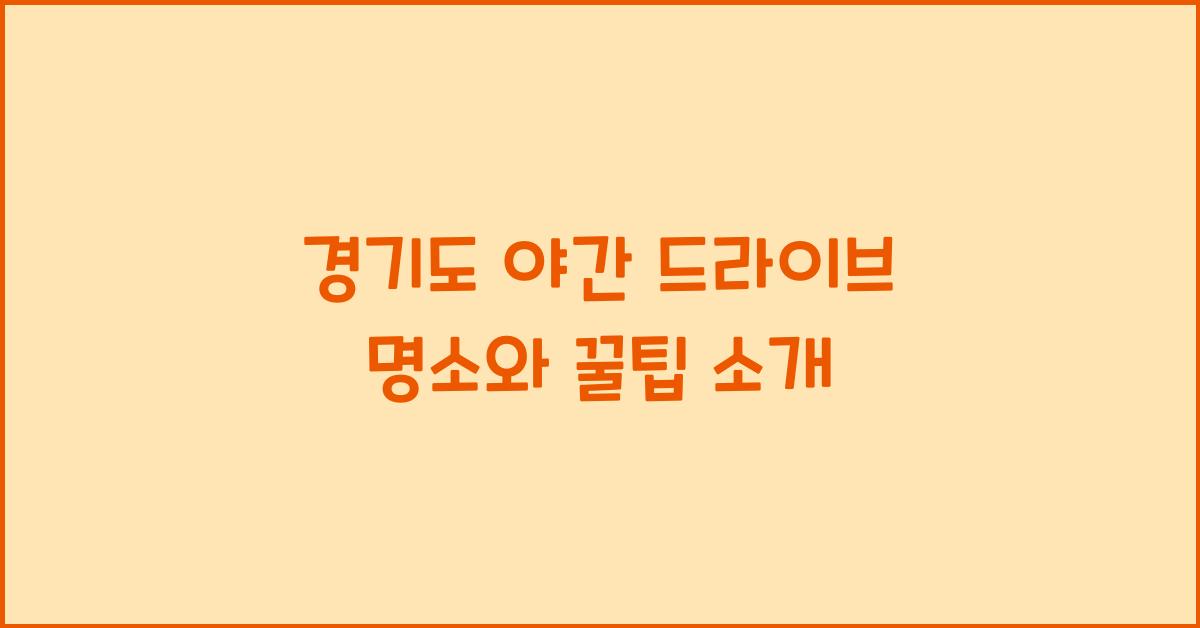 경기도 야간 드라이브
