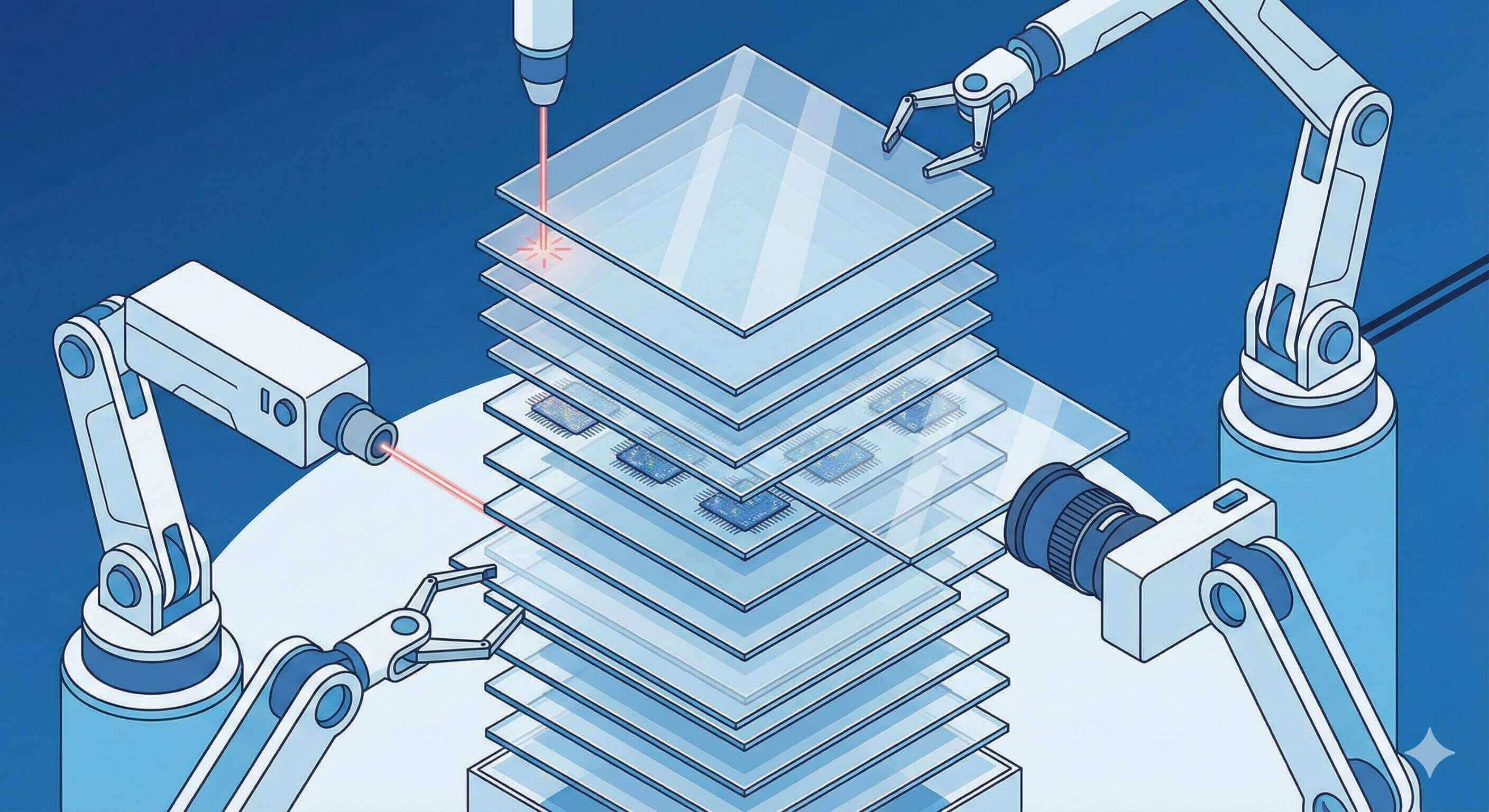 HBM 반도체 후공정 적층 및 절단 공정 개념도