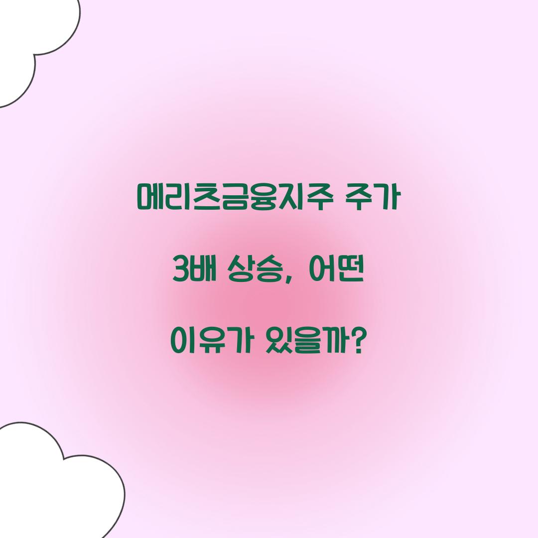 메리츠금융지주 주가 3배 상승