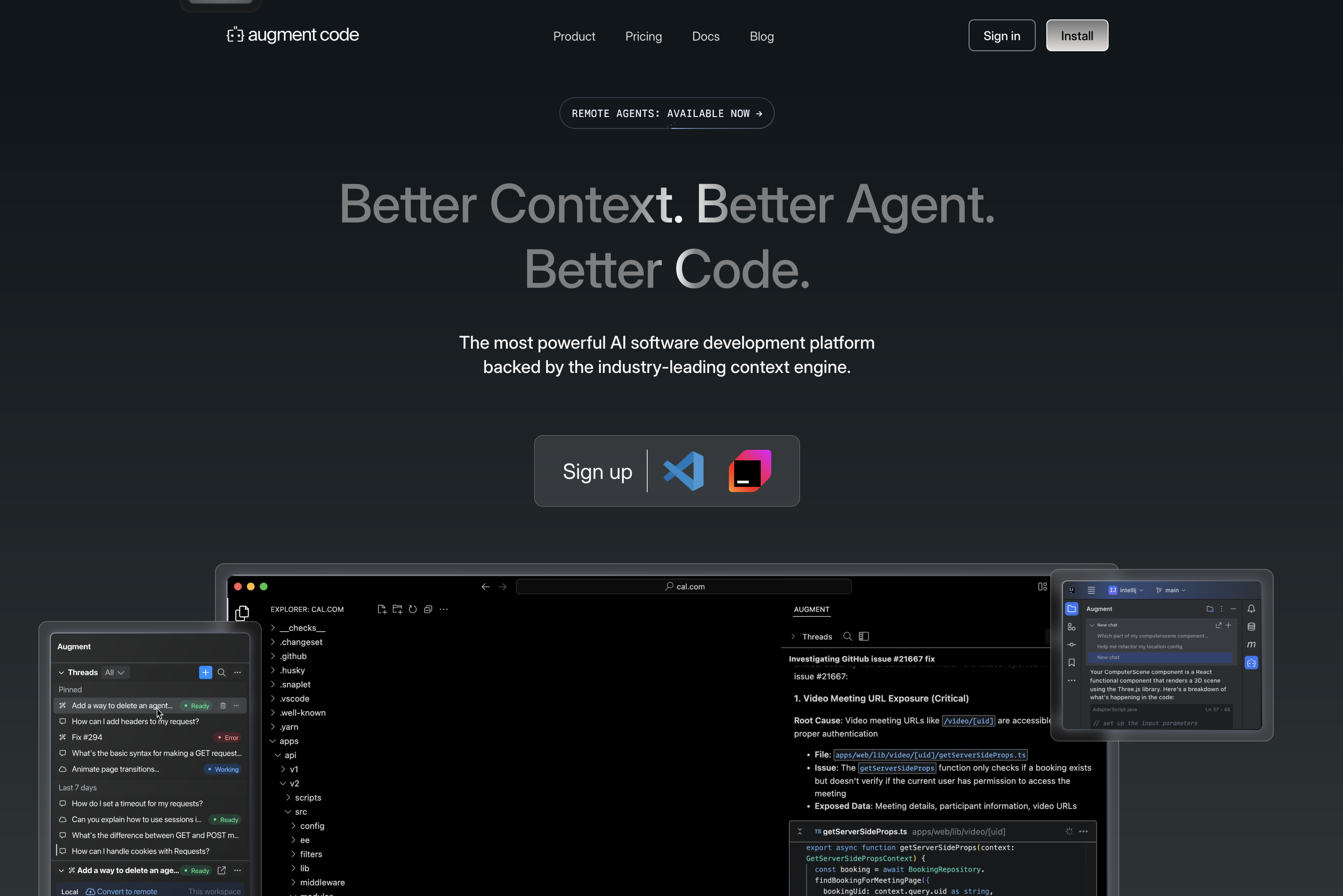 Augment Code의 공식 홈페이지, 유료서비스