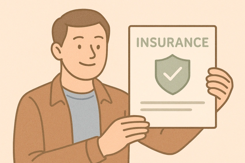 안전관리예치금 보증보험을 들고 있는 모습을 표한한 일러스트