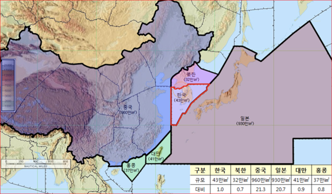 북한, 중국, 일본, 대만, 홍콩 FIR