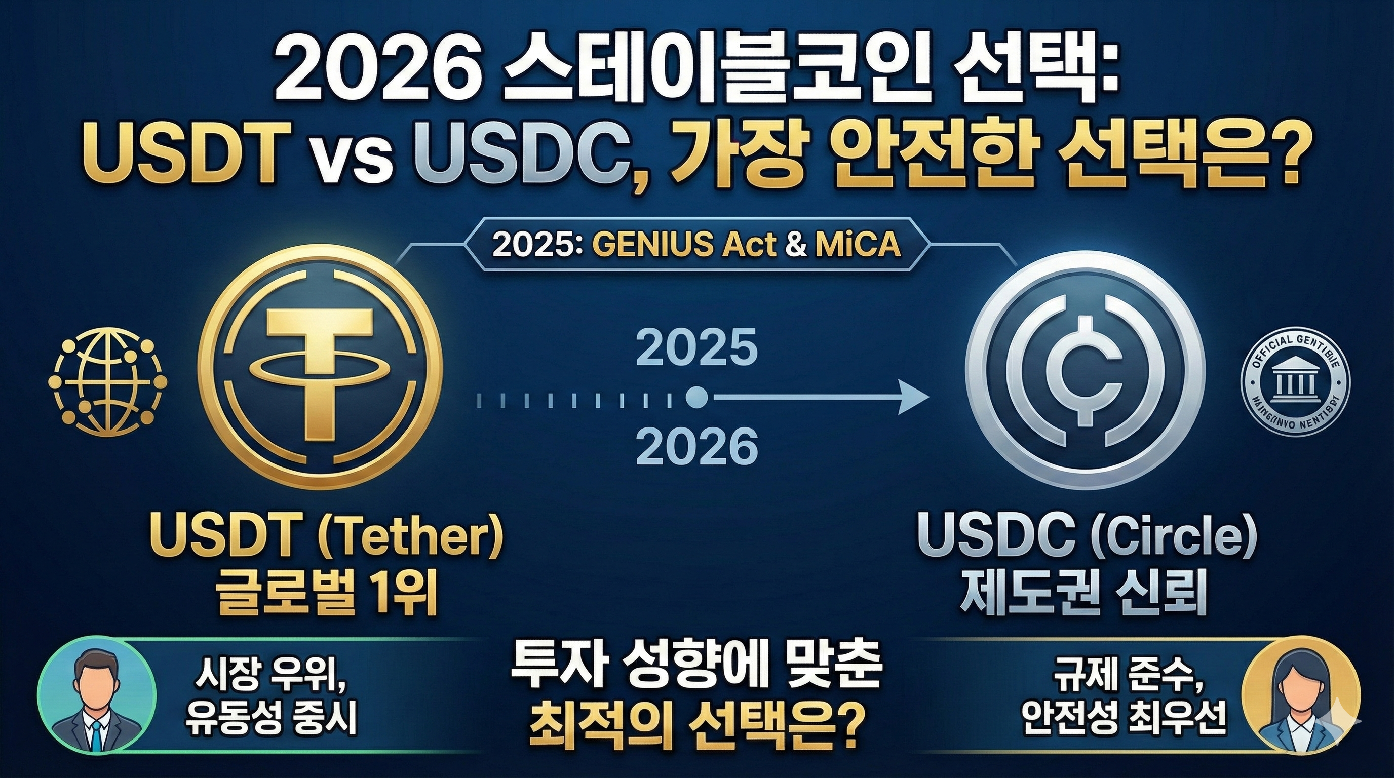 2026년 스테이블코인 투자 가이드: USDT vs USDC, 무엇을 선택할까?