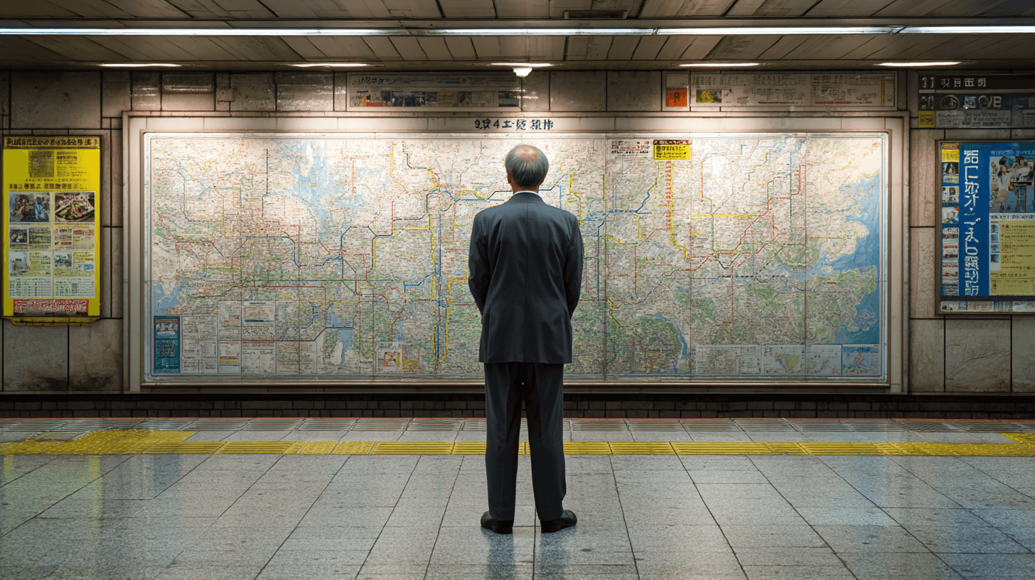 일본-지하철-노선도를-보고-있는-사람