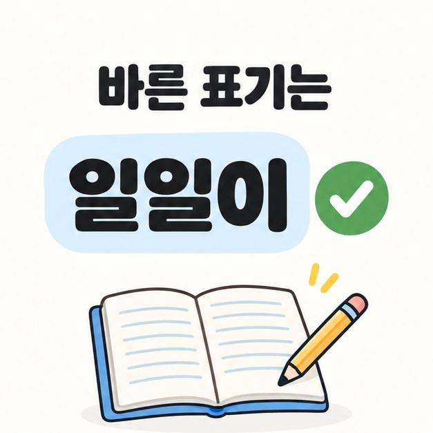 바른 표기 일일이에 체크가 표시된 노트 그림
