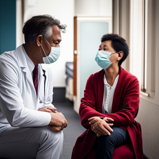 독감 치료를 위해 의사와 상담하는 장면