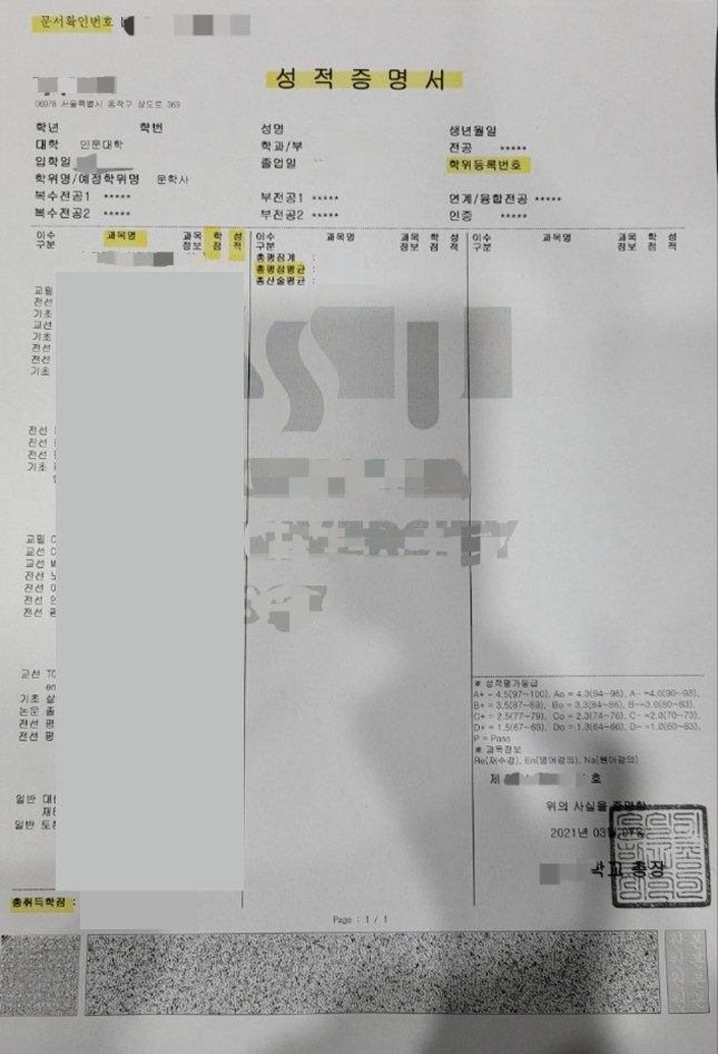 성적증명서