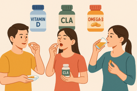 비타민D, CLA, 오메가3를 섭취하는 사람들
