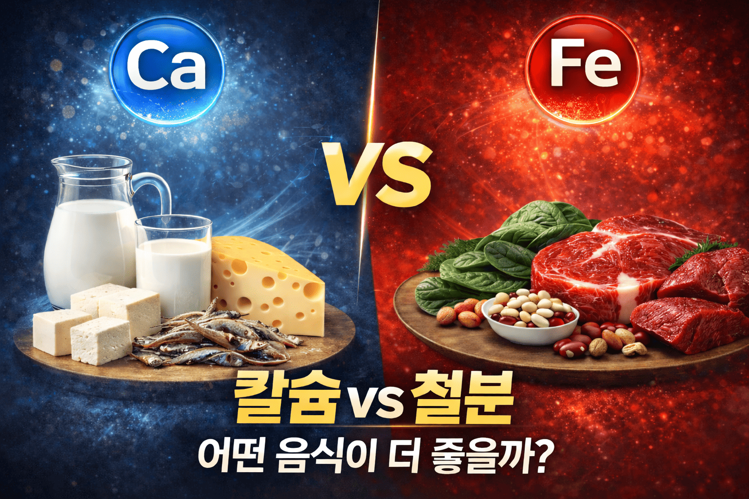 칼슘 많은 음식 vs 철분 많은 음식 (영양비교, 건강효과)