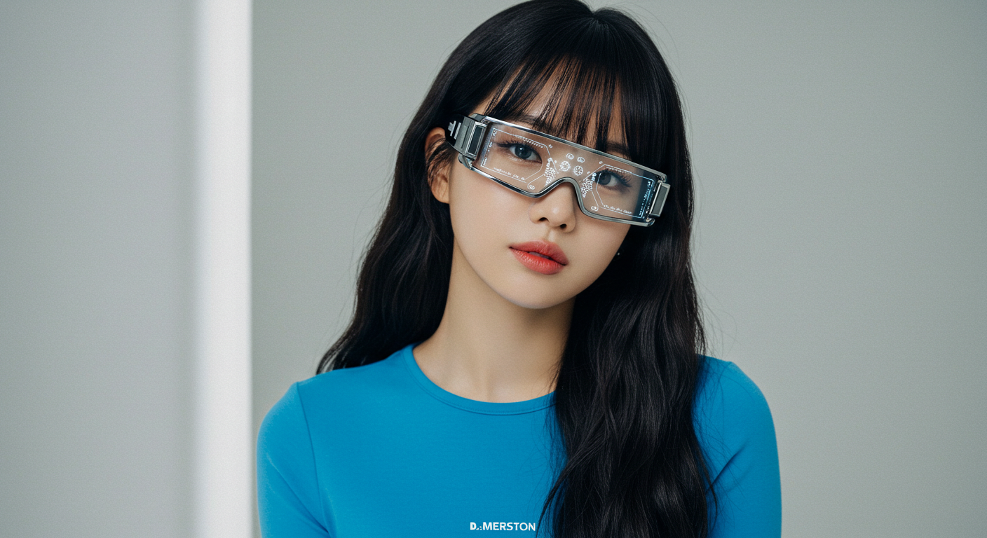 디지털 안경을 쓴 여성