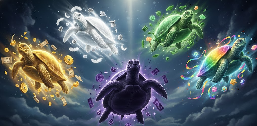 큰 거북이 색깔별 의미 - 황금, 흰색, 검은색 거북이 해석