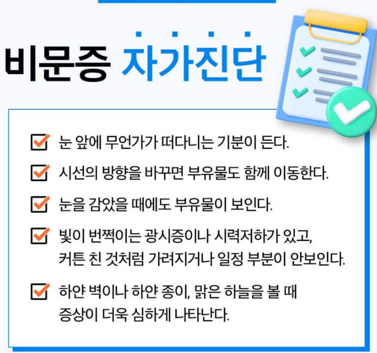 비문증 자가진단 체크리스트