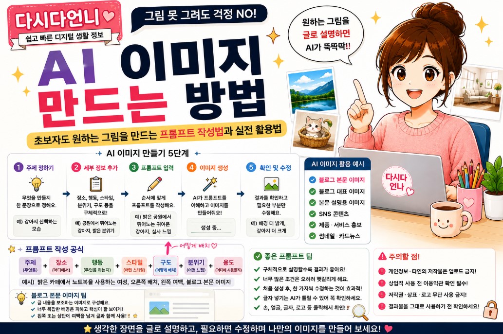 AI 이미지 만드는 방법｜초보자도 원하는 그림을 만드는 프롬프트 작성법과 실전 활용법
