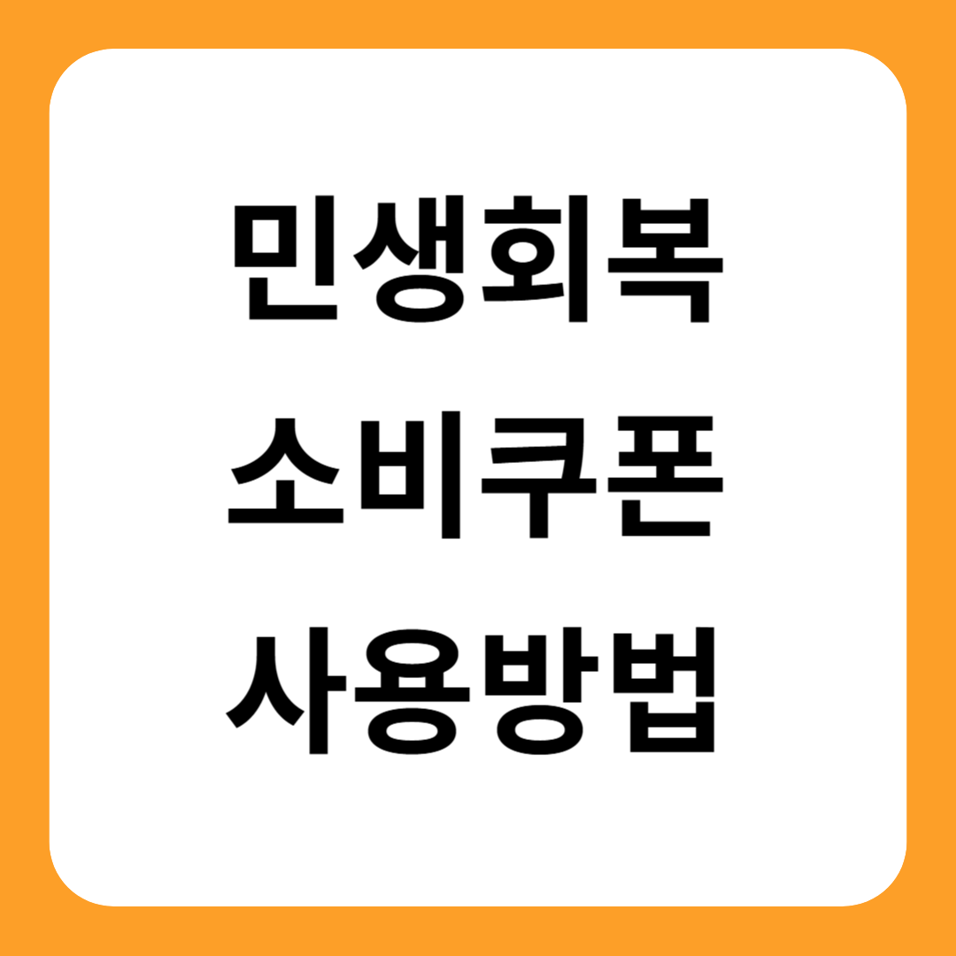 민생회복 소비쿠폰 사용방법