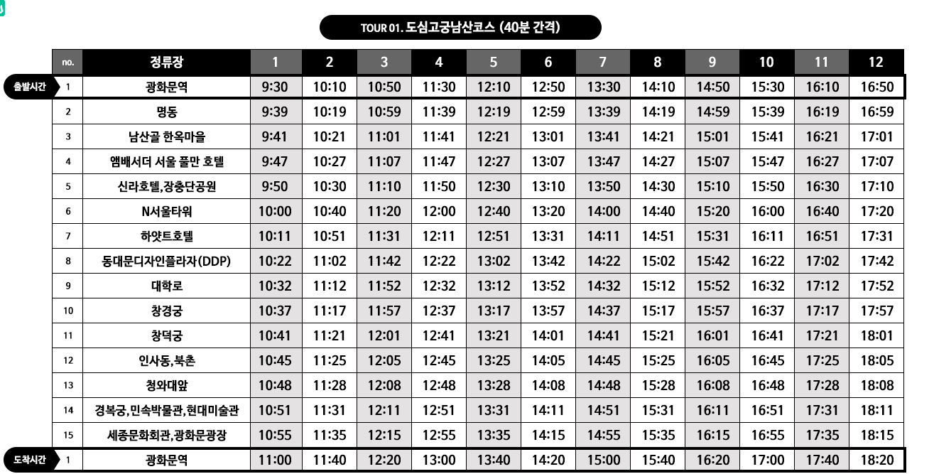운행시간표