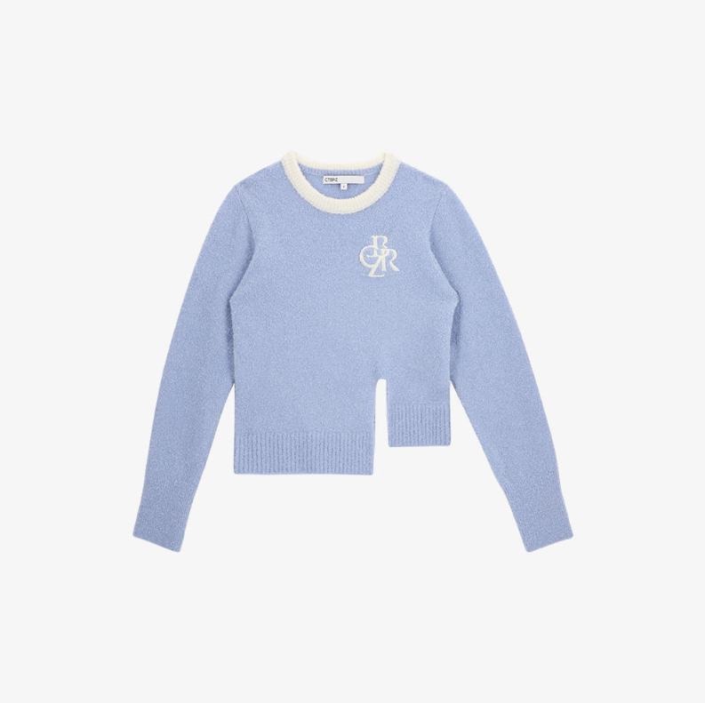 260320 천희주 인스타그램 CITYBREEZE 시티브리즈 하늘색 컷 아웃 시티 심볼 로고 니트