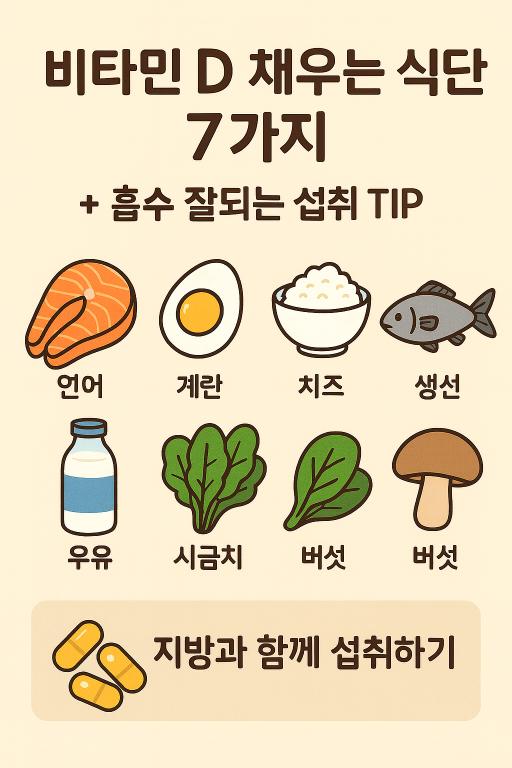 겨울철 부족한 비타민 D 채우는 식단 7가지 + 흡수 잘되는 섭취 TIP 대표이미지