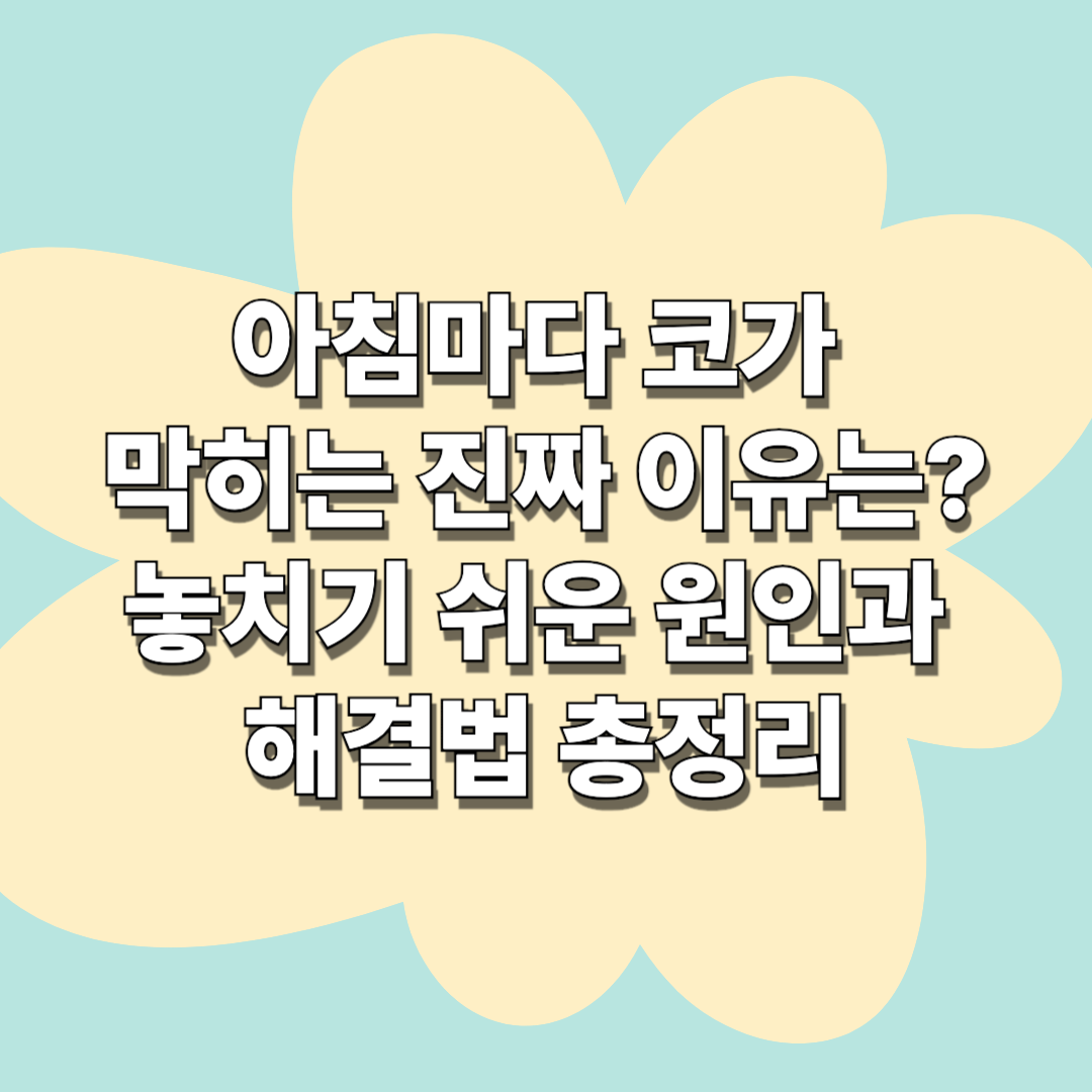 아침마다 코가 막히는 진짜 이유는? 놓치기 쉬운 원인과 해결법 총정리