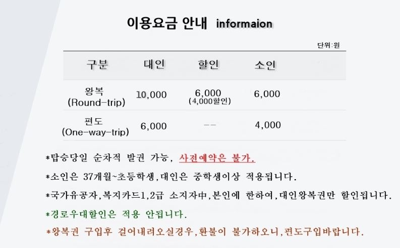 케이블카-이용요금