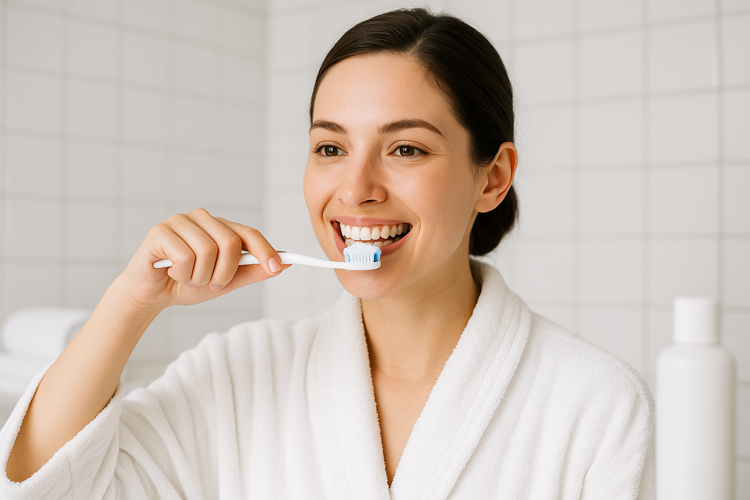 사람이 양치 하는 사진