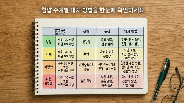 저혈압 혈압 수치 단계별 정상 경계 저혈압 위험 비교 정리