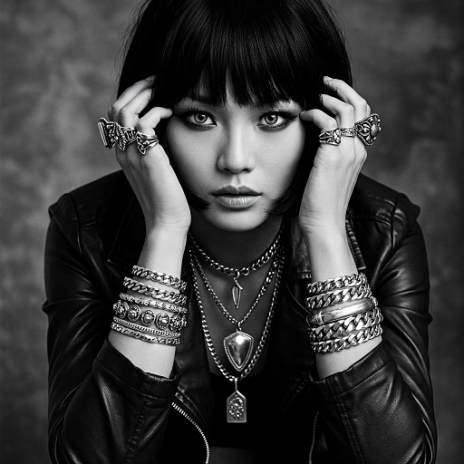 악세사리를 착용하고 있는 여성