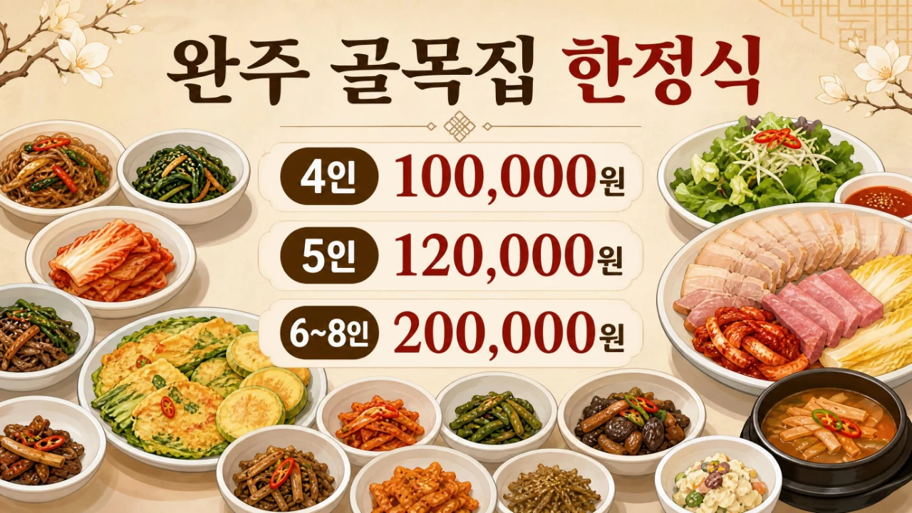 완주 골목집 한정식 4인 10만원 5인 12만원 가격