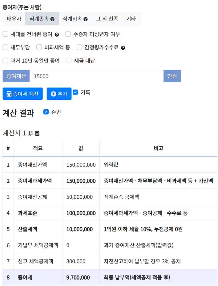 증여세 계산기