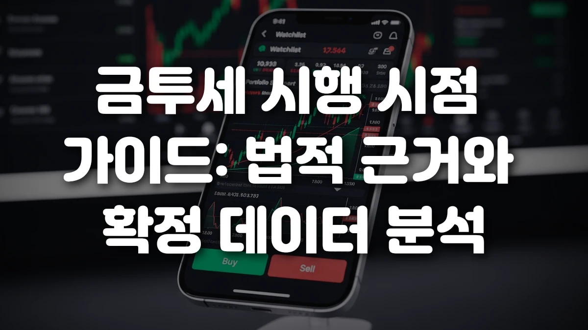 금투세 시행 시점 가이드 법적 근거와 확정 데이터 분석