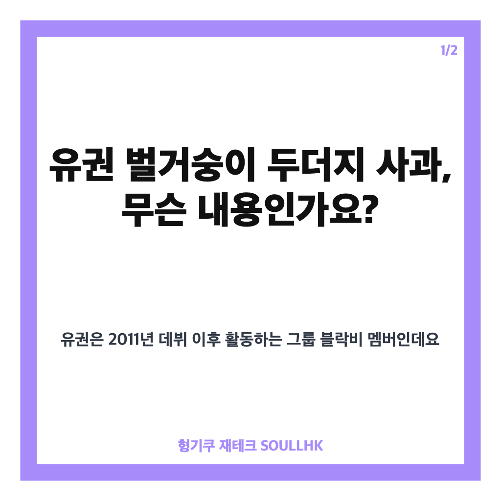 유권 벌거숭이 두더지 사과, 12년 전 팬 발언에 직접 사과한 이유와 배경 카드뉴스 1