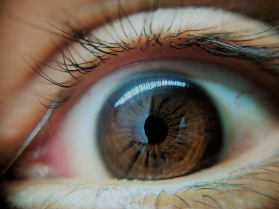 눈을 확대해서 검사 중