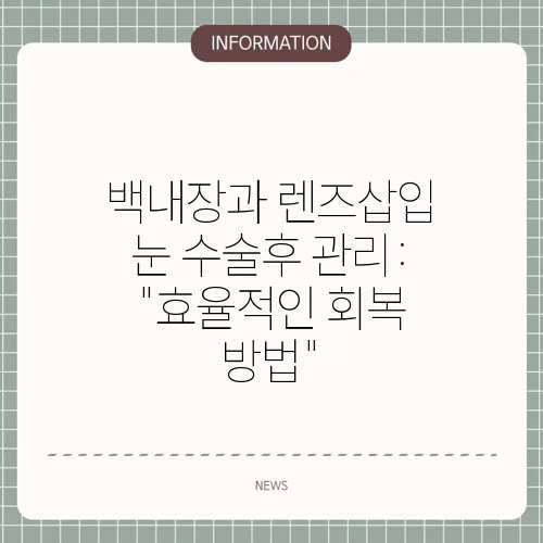 백내장과 렌즈삽입 눈 수술후 관리: