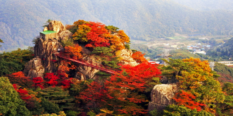 붉은 단풍 등산 연인 데이트 명소 대둔산