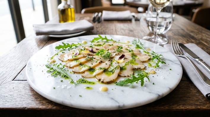 sliced abalone carpaccio