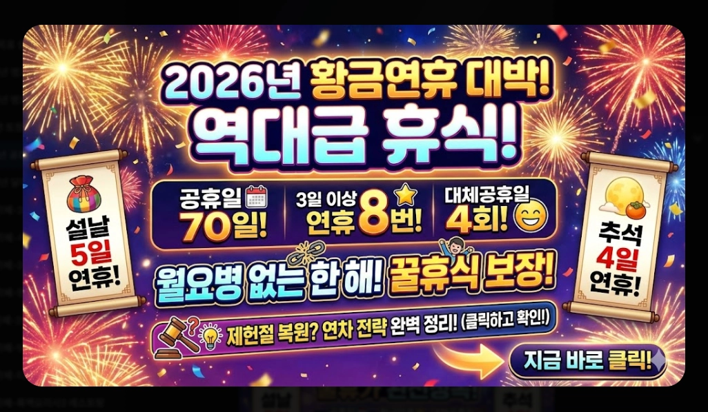 2026년 공휴일 총정리 대체공휴일 완벽 분석