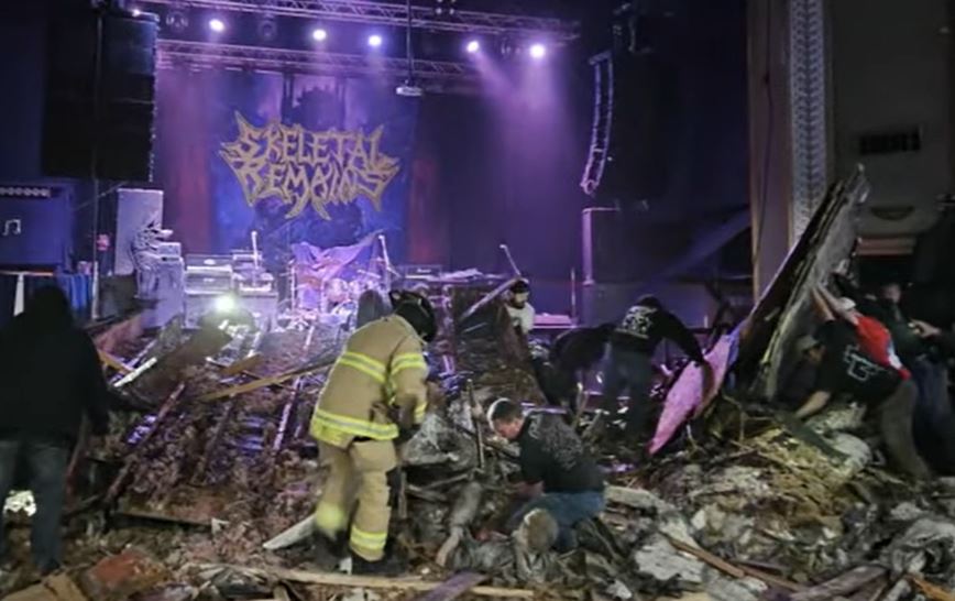 금요일 토네이도로 무너진 벨비데어의 한 헤비메탈 공연장