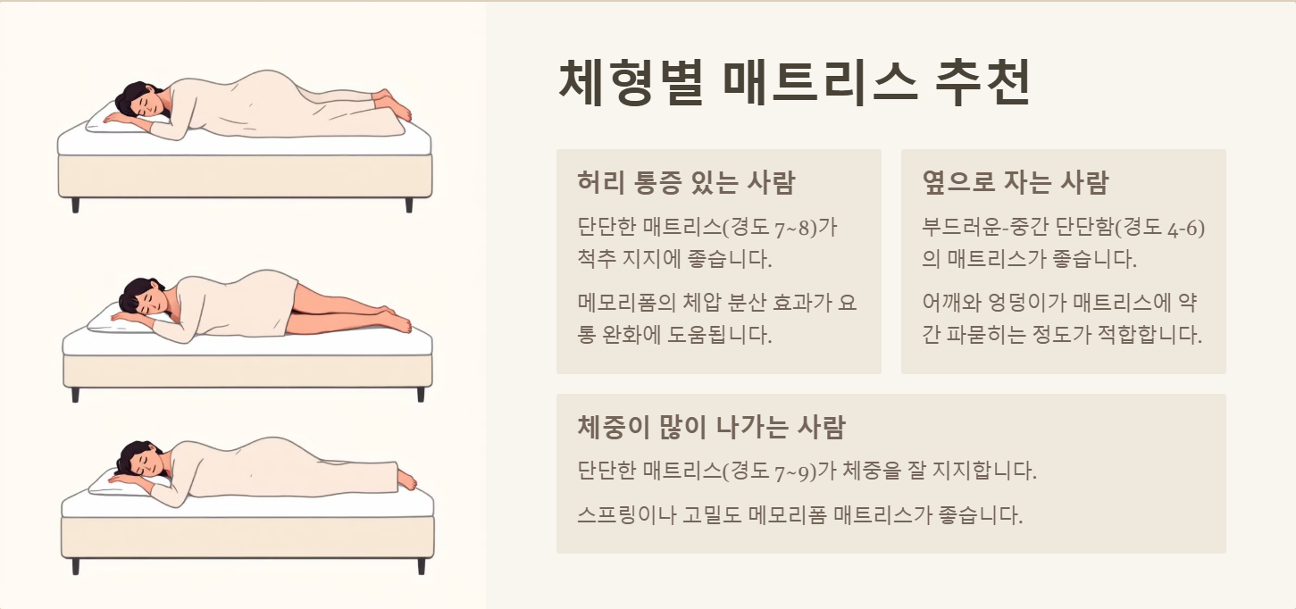 허리 통증과 목 통증 없는 숙면을 위한 침대와 베개 선택 가이드