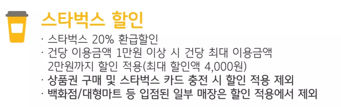 KB국민카드 나라사랑카드 스타벅스 할인 혜택