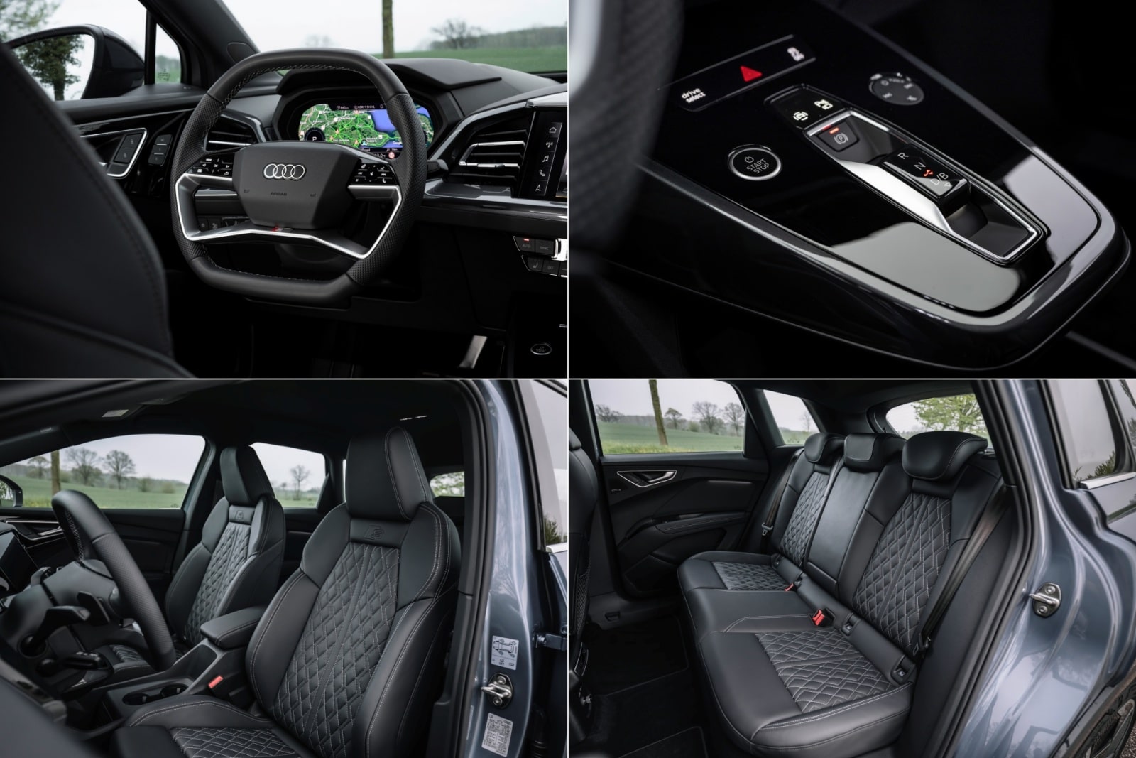 아우디 Q4 50 e-트론 콰트로의 실내 주요 구성을 모았습니다.
