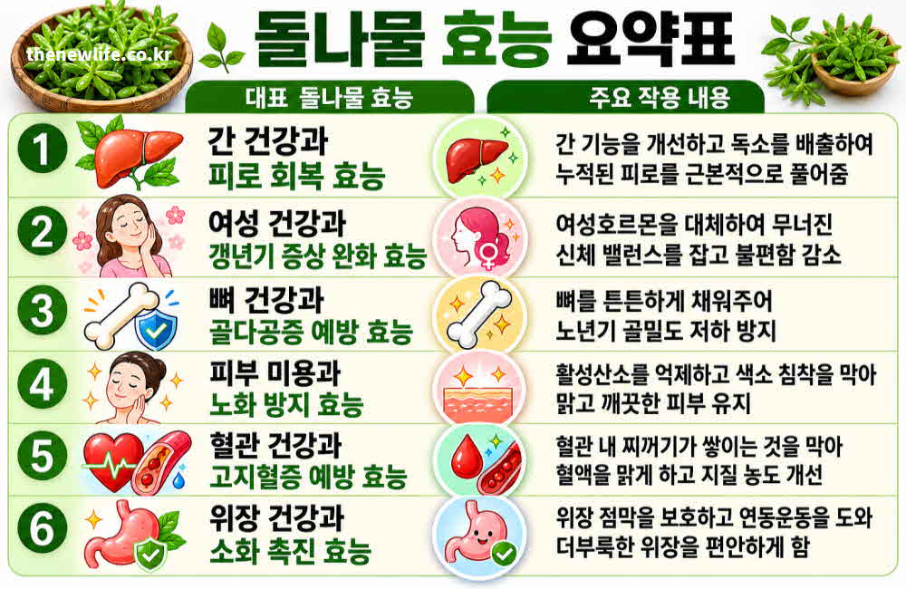 돌나물 효능 요약표