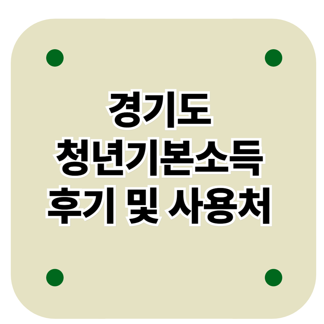 경기도 청년기본소득 후기 및 사용처 정리