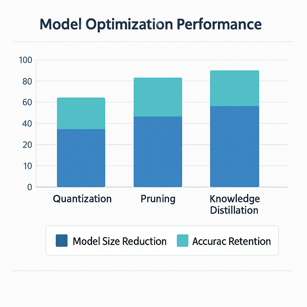 AI 모델 최적화 기법별 성능 비교 막대 그래프