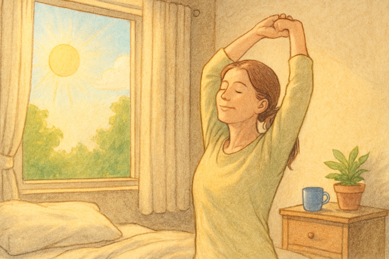 아침에-개운하게-일어나-스트레칭을-하는-여성