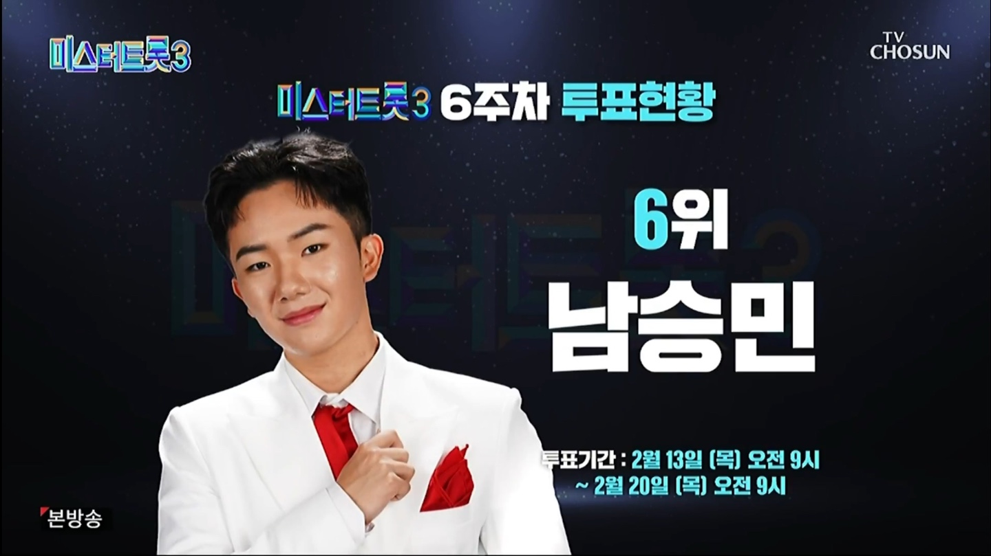 미스터트롯3 6주차 투표 현황