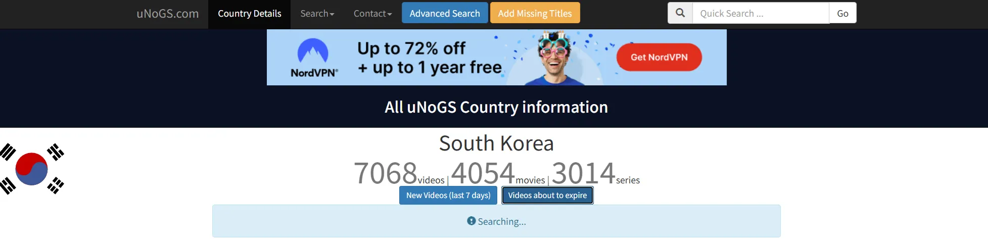 넷플릭스 검색 unogs.com Contry Details Videos about to expire