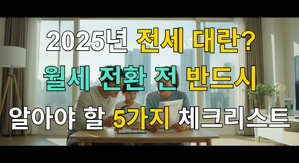 2025년 월세 전환 트렌드에 맞춰 임대차 계약서를 꼼꼼히 살펴보는 가족의 모습