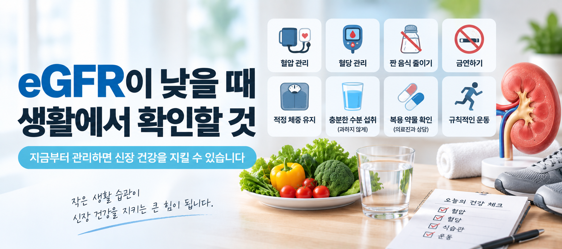 eGFR이 낮을 때 확인할 생활습관과 신장 건강 관리 이미지