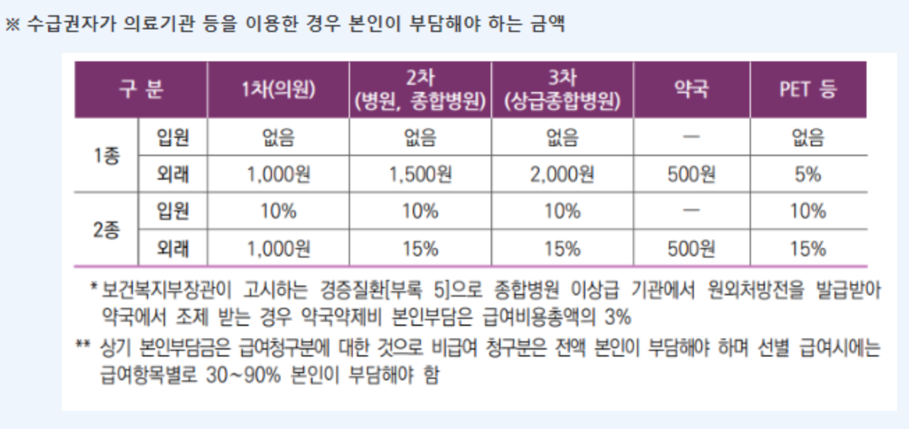 기초생활 수급자 의료급여 본인 부담금 지급